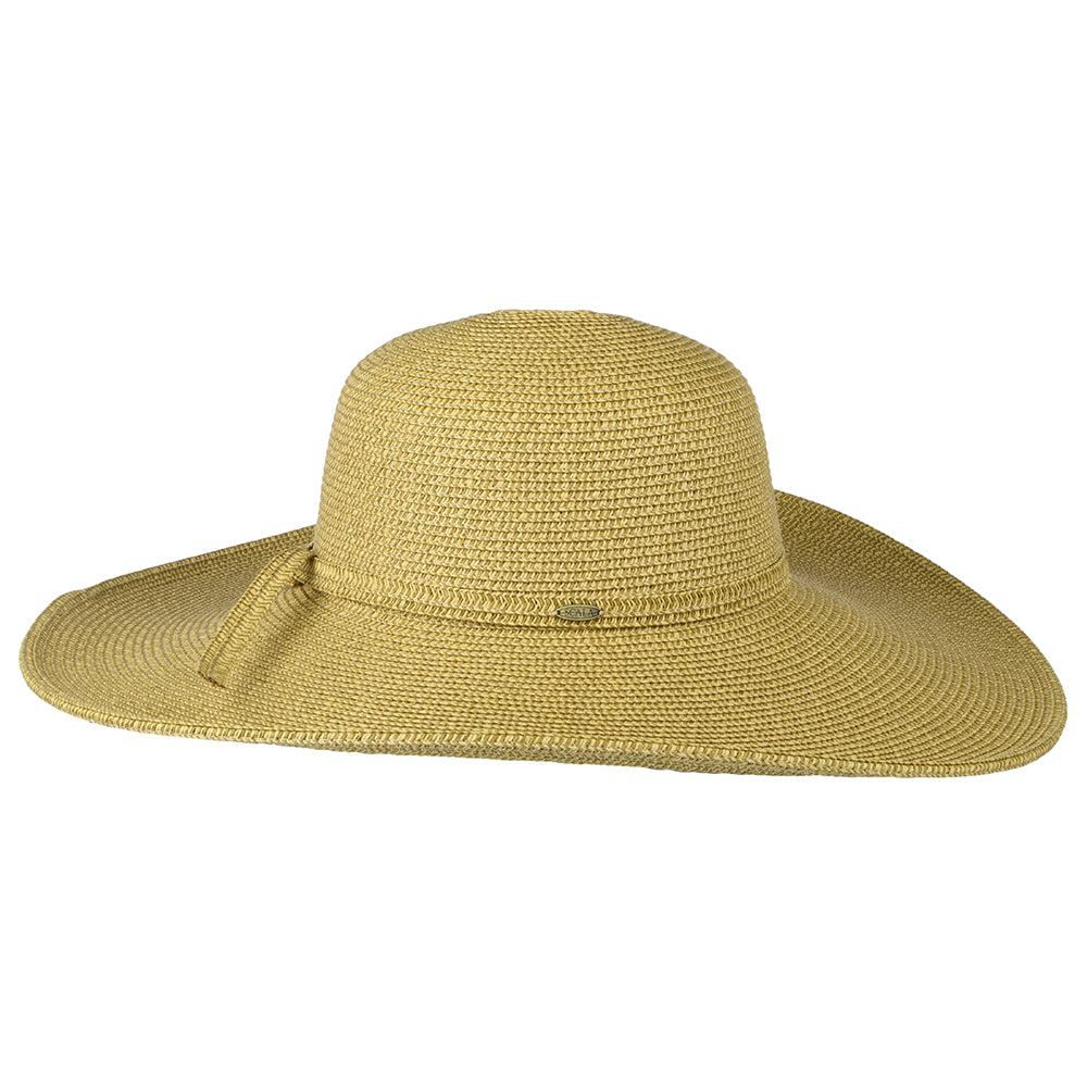 Sombrero Newport de ala ancha de trenza de papel de Scala - Natural