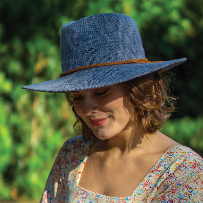 Sombrero Fedora Rhimes plegable verano de Scala - Mezcla de Azules