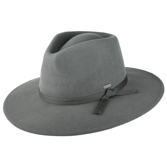 Sombrero Fedora Joanna plegable de fieltro de lana de Brixton - Gris Oscuro