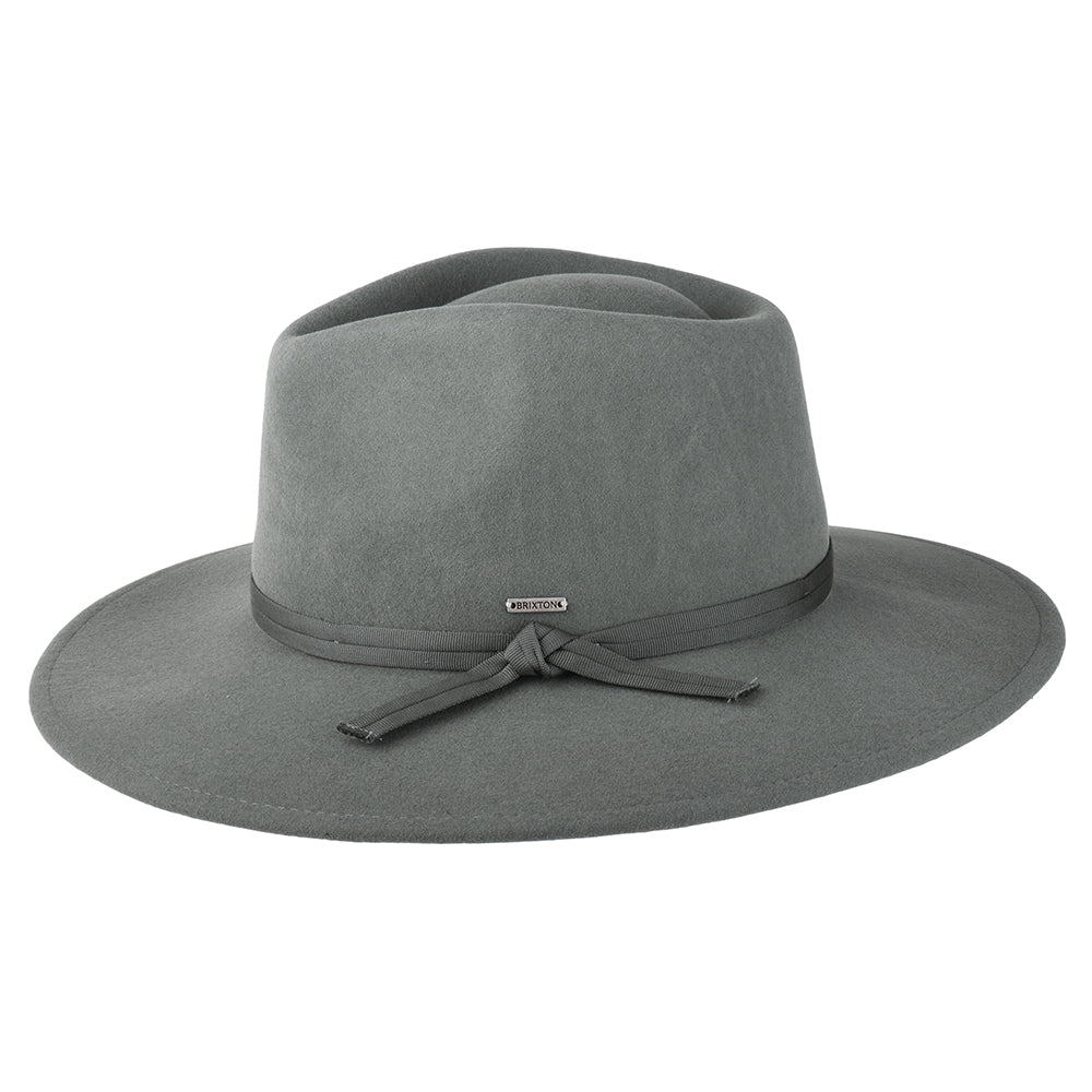 Sombrero Fedora Joanna plegable de fieltro de lana de Brixton - Gris Oscuro