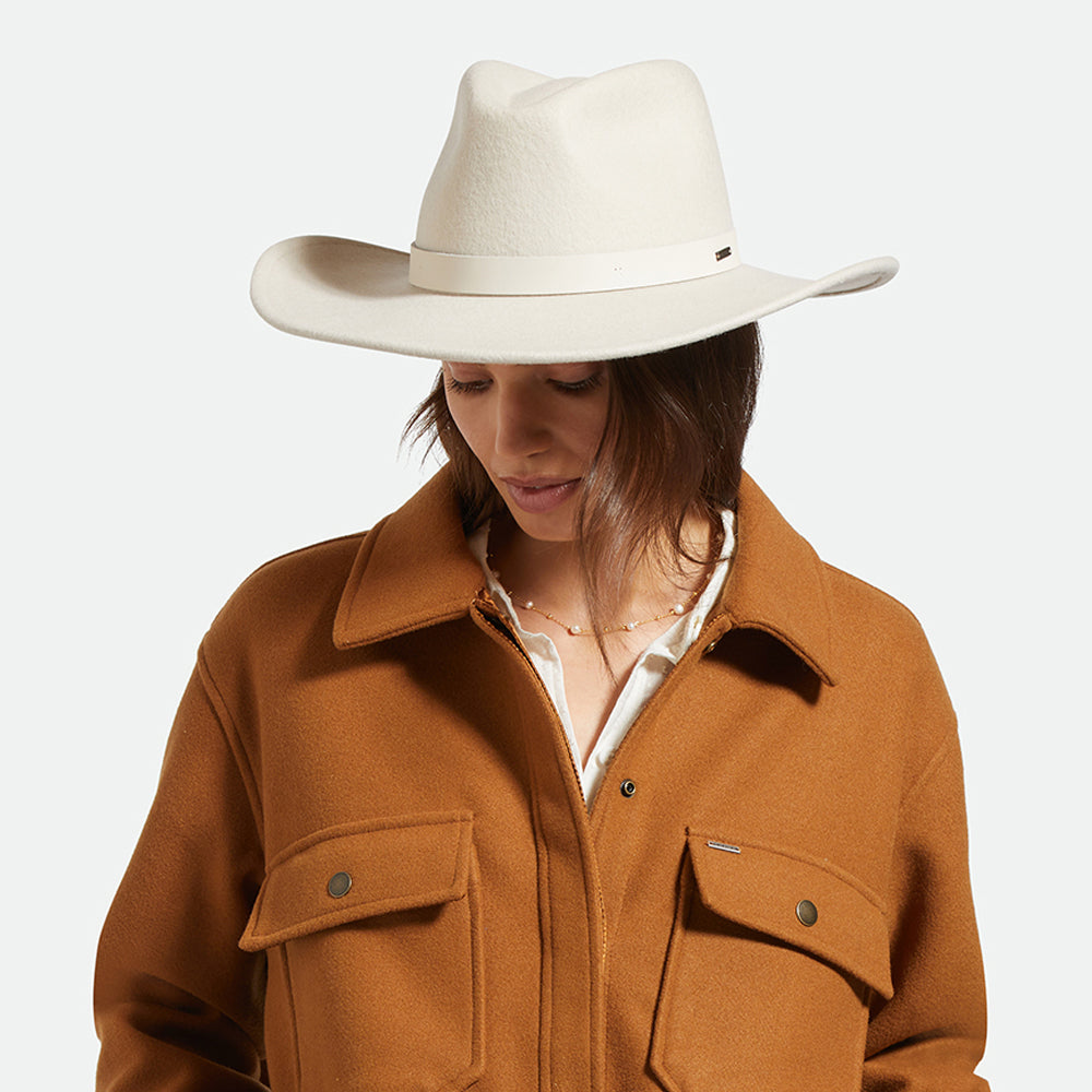 Sombrero Fedora Harper de fieltro de lana de Brixton - Crema