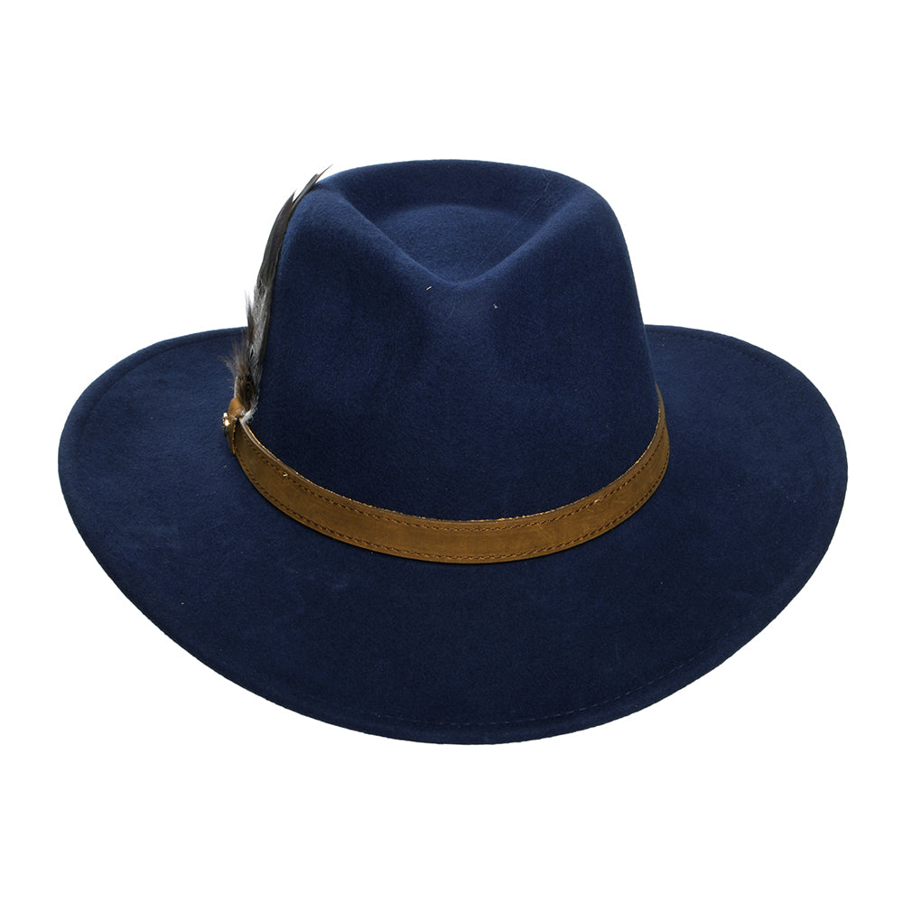 Sombrero Outback impermeable de fieltro de lana Con plumas de Failsworth - Azul Marino