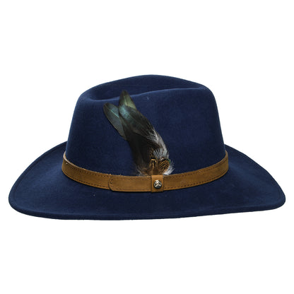 Sombrero Outback impermeable de fieltro de lana Con plumas de Failsworth - Azul Marino