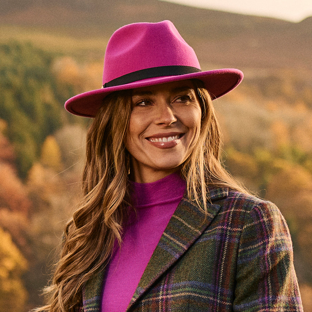 Sombrero Fedora Classic impermeable de fieltro de lana de Failsworth - Fucsia