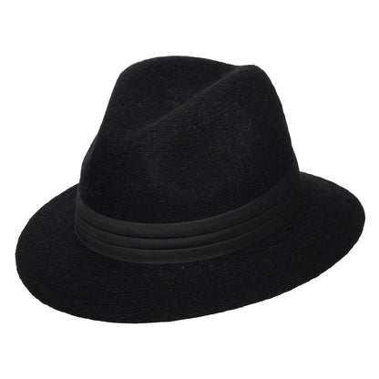 Sombrero Fedora India plegable de mezcla de angora de Scala - Negro