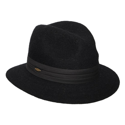 Sombrero Fedora India plegable de mezcla de angora de Scala - Negro