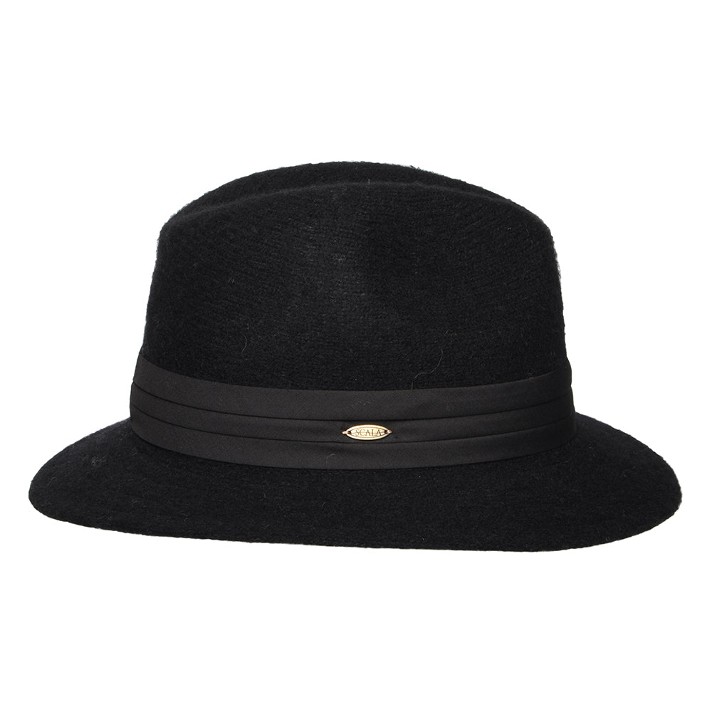 Sombrero Fedora India plegable de mezcla de angora de Scala - Negro