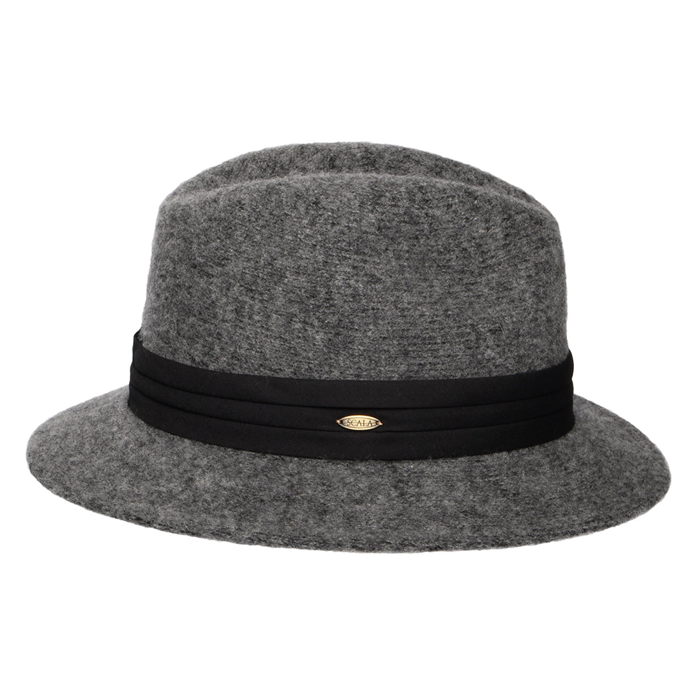 Sombrero Fedora India plegable de mezcla de angora de Scala - Antracita