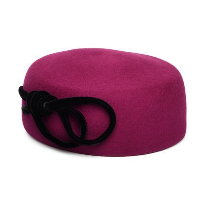 Sombrero Pillbox Caroline de lana With Velvet Bow de Whiteley - Magenta