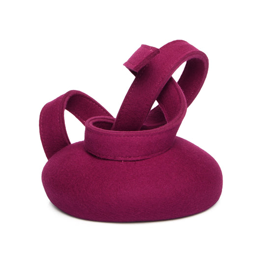 Sombrero Pillbox Beatrice de lana con espiral de Whiteley - Magenta