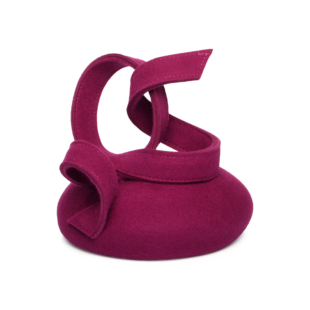 Sombrero Pillbox Beatrice de lana con espiral de Whiteley - Magenta