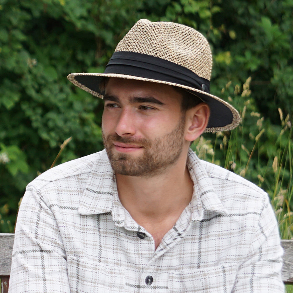 Safari Fedora de seagrass straw de Jaxon & James - Natural