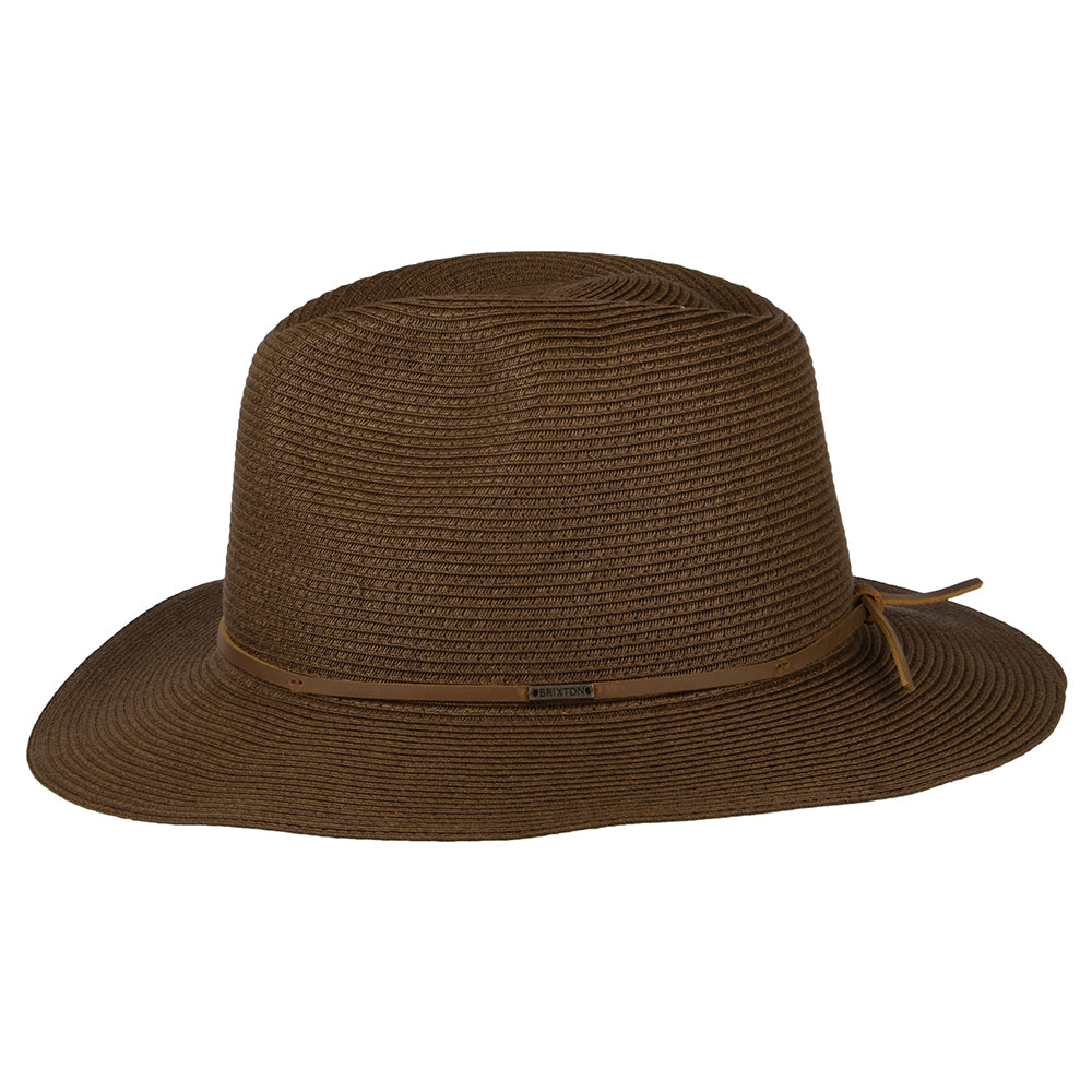 Sombrero Fedora Wesley plegable de paja de Brixton - Marrón