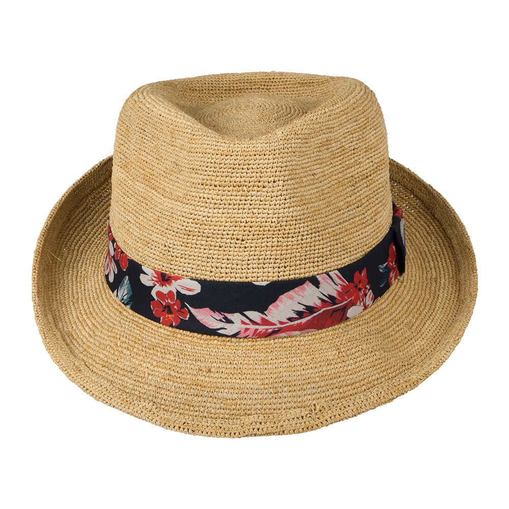 Sombrero Trilby Player de paja de rafia a crochet de Stetson - Natural