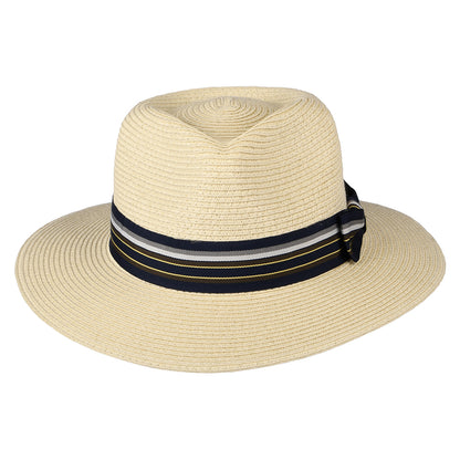 Sombrero Fedora plegable con cinta decorativa a rayas de Denton - Natural