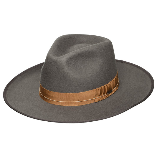 Sombrero Fedora Reno de fieltro de lana de Brixton - Gris Oscuro