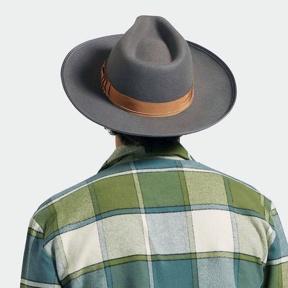 Sombrero Fedora Reno de fieltro de lana de Brixton - Gris Oscuro