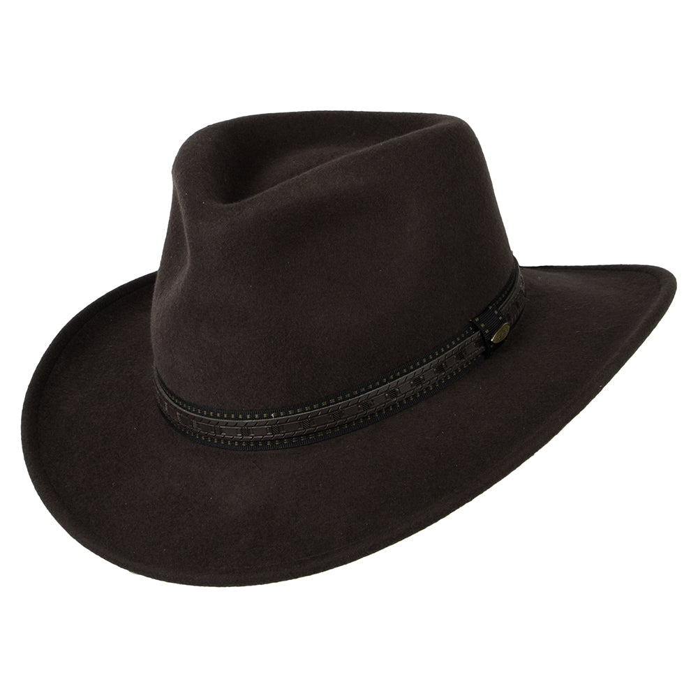 Sombrero Outback San Antonio plegable Water Repellent de fieltro de lana de Scala - Chocolate