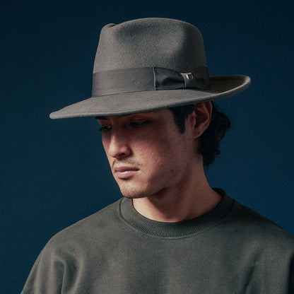 Sombrero Fedora Swindle Convertabrim de fieltro de lana de Brixton - Gris