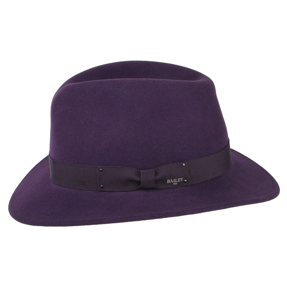 Sombrero Fedora Curtis plegable Repelente de agua de fieltro de lana de Bailey - Morado