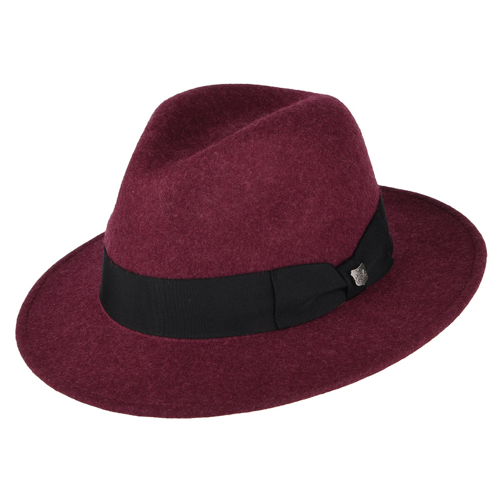 Sombrero Fedora Boston impermeable de fieltro de lana jaspeado de Failsworth - Merlot