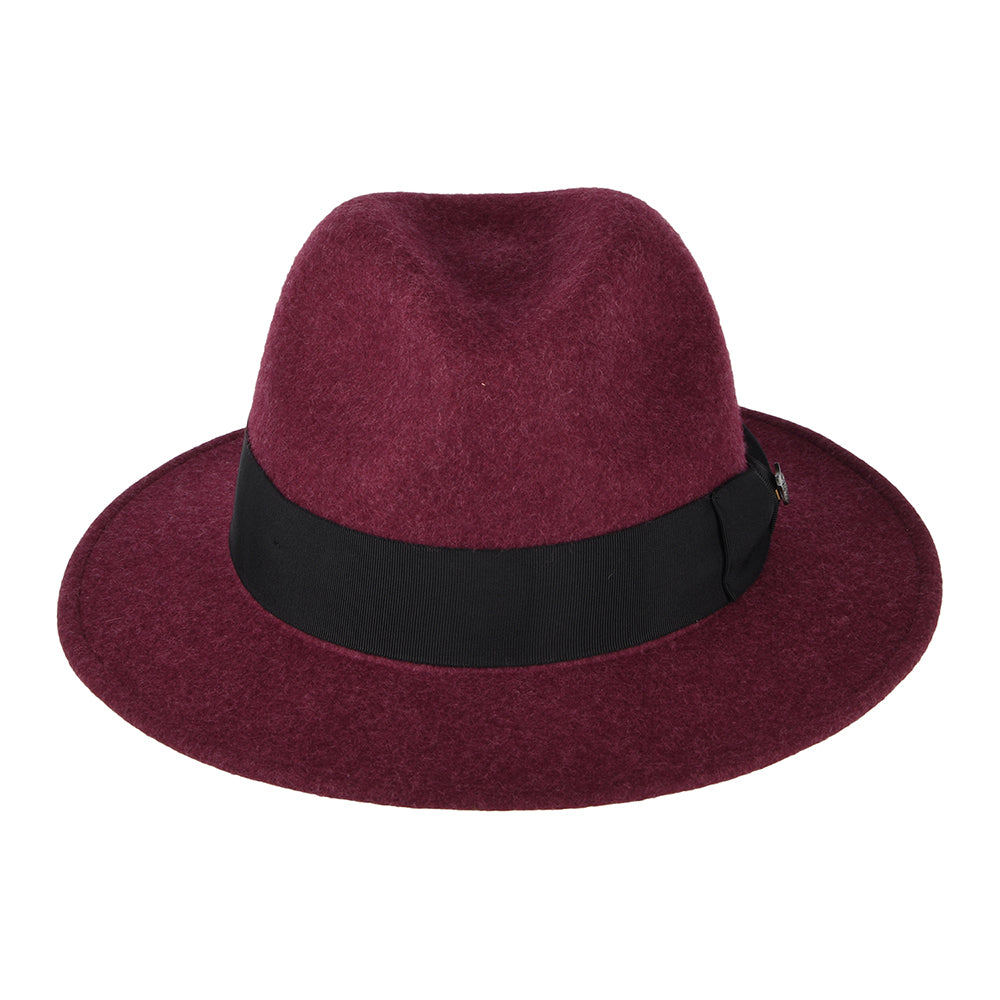 Sombrero Fedora Boston impermeable de fieltro de lana jaspeado de Failsworth - Merlot