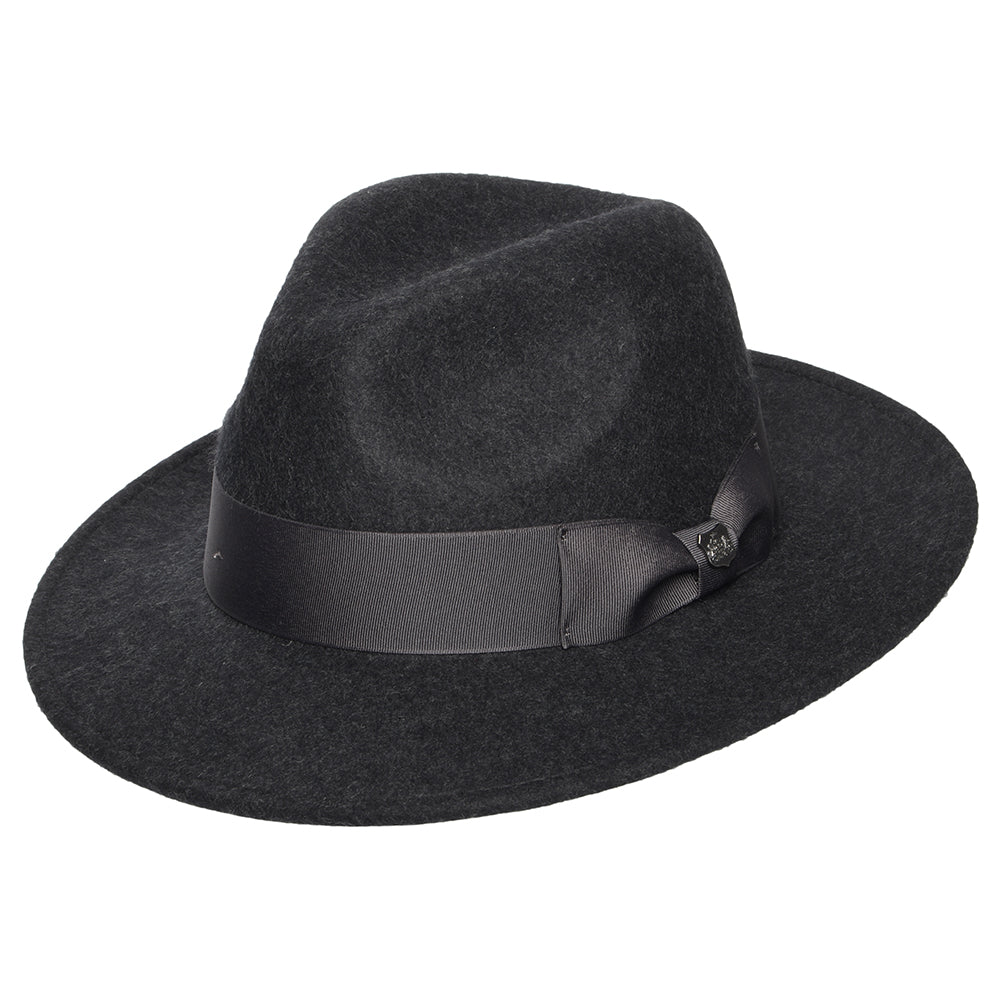 Sombrero Fedora Boston impermeable de fieltro de lana jaspeado de Failsworth - Gris Oscuro