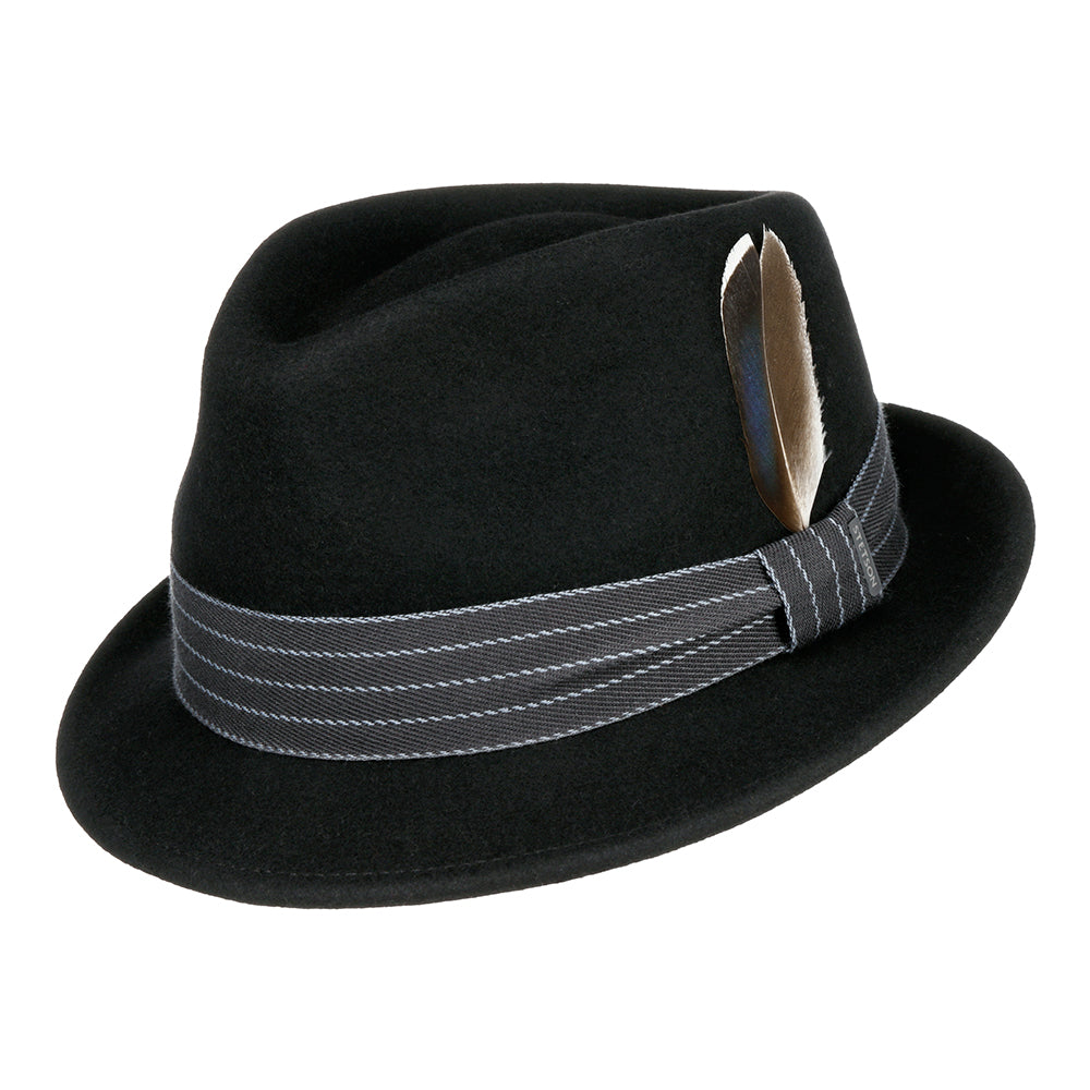 Sombrero Trilby Norborne plegable Repelente al agua de fieltro de lana de Stetson - Negro