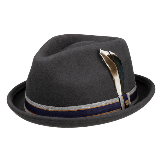 Sombrero Trilby Valcourt Player repelente al agua Repelente al agua de fieltro de lana de Stetson - Gris Oscuro