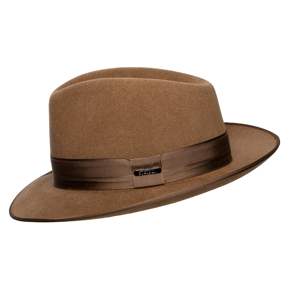 Sombrero Fedora Kenridge de fieltro de piel de Stetson - Marrón Claro