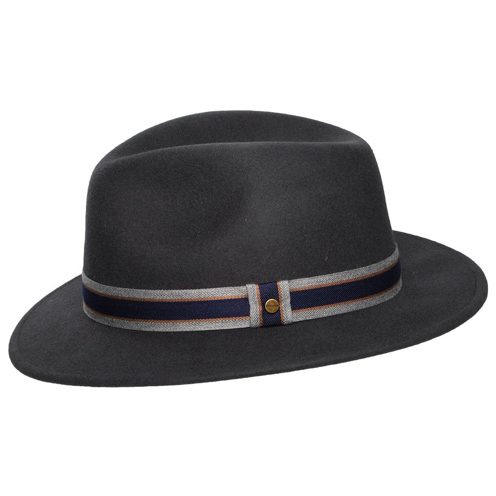 Sombrero Fedora Safari Valcourt Traveller repelente al agua Repelente al agua de fieltro de lana de Stetson - Gris Oscuro