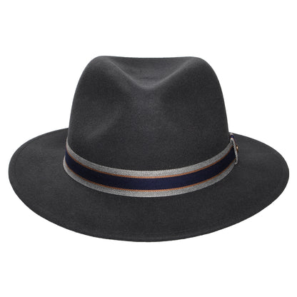 Sombrero Fedora Safari Valcourt Traveller repelente al agua Repelente al agua de fieltro de lana de Stetson - Gris Oscuro