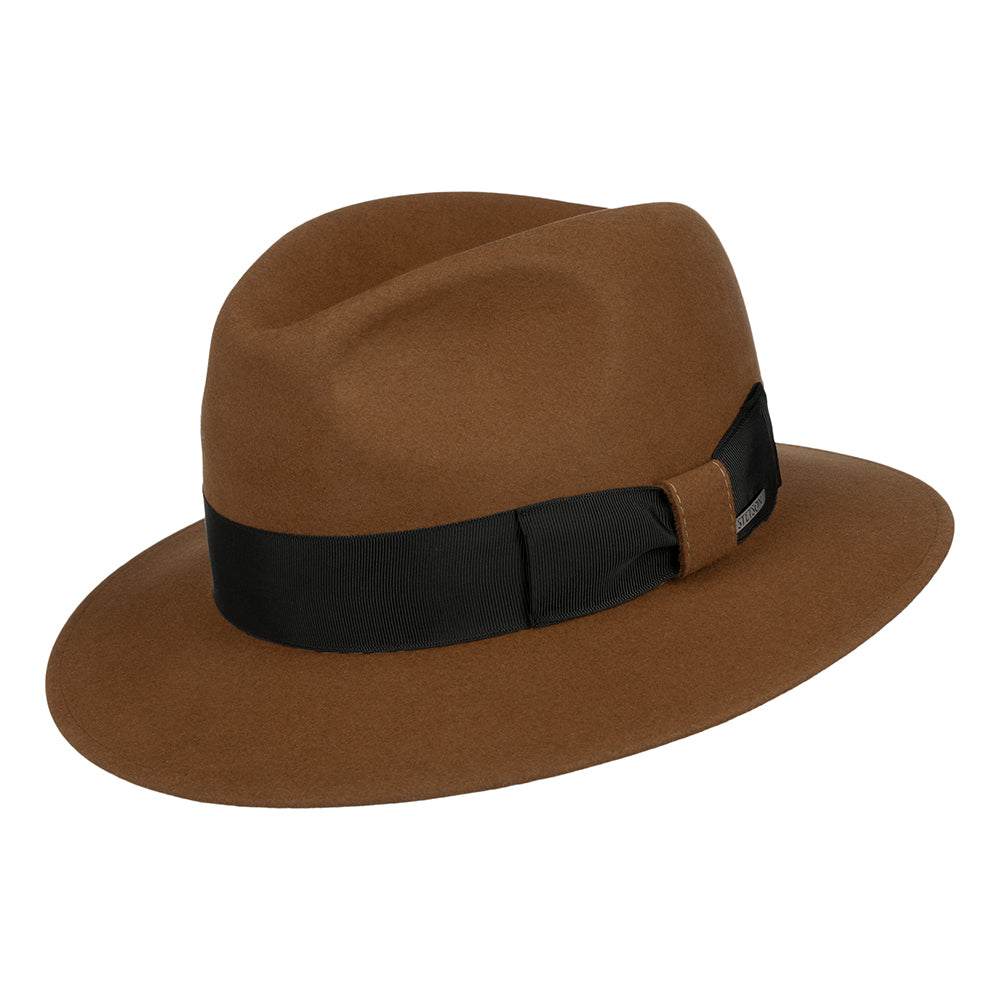 Sombrero Fedora Safari Lestoca Traveller de fieltro mezcla de piel de castor de Stetson - Marrón