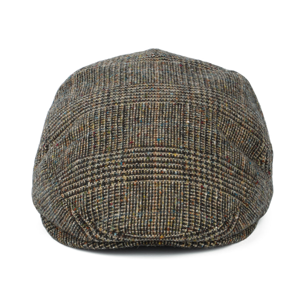 Gorra plana de Tweed Donegal Príncipe de Gales de City Sport - Verde Oliva