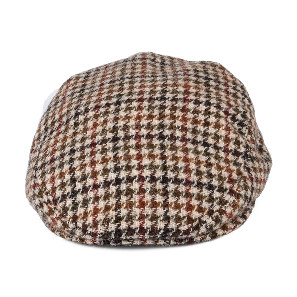 Gorra plana de Harris Tweed pata de gallo de City Sport - Crema-Verde Oliva-Marrón