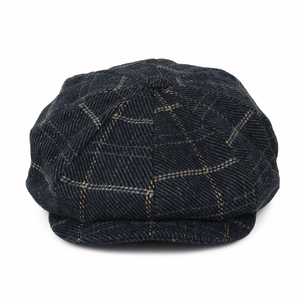 Gorra Newsboy Brood holgada a cuadros de Brixton - Azul Marino-Negro-Blanco Roto