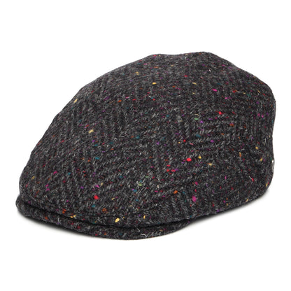 Gorra plana Finnegan de Tweed Donegal diseño de espiga de Jaxon & James - Antracita-Multi