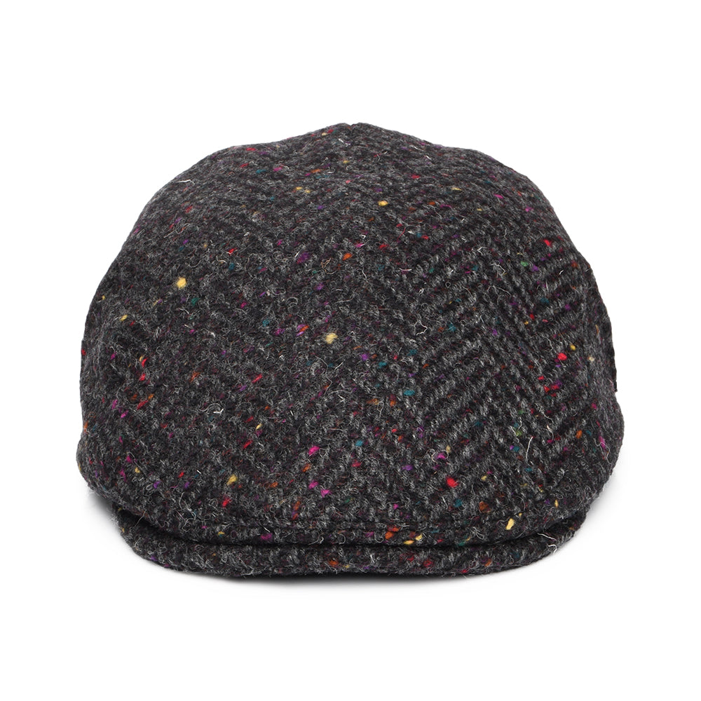 Gorra plana Finnegan de Tweed Donegal diseño de espiga de Jaxon & James - Antracita-Multi