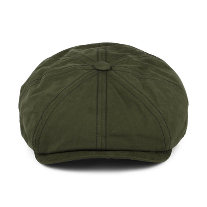 Gorra Newsboy Hatteras Repelente al agua de algodón encerado de Stetson - Verde Oliva