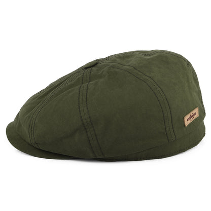 Gorra Newsboy Hatteras Repelente al agua de algodón encerado de Stetson - Verde Oliva