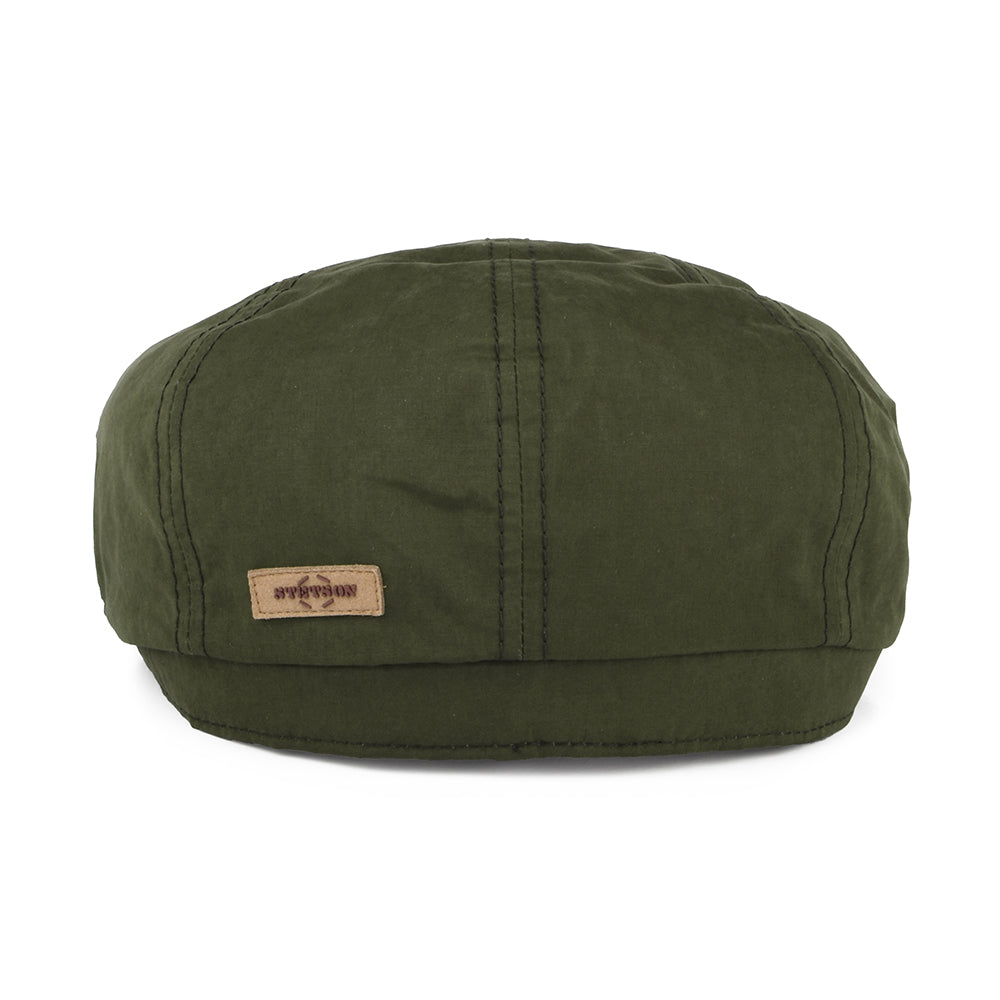 Gorra Newsboy Hatteras Repelente al agua de algodón encerado de Stetson - Verde Oliva