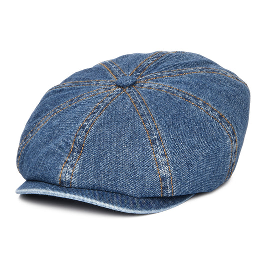 Gorra Newsboy Hatteras efecto lavado de tejido vaquero de Stetson - Azul