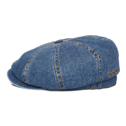 Gorra Newsboy Hatteras efecto lavado de tejido vaquero de Stetson - Azul