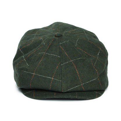 Gorra Newsboy Brood y espiga a cuadros de Brixton - Verde Musgo-Naranja