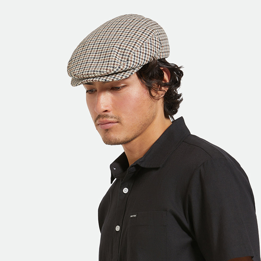 Gorra plana Hooligan pata de gallo de Brixton - Arena-Negro-Sepia