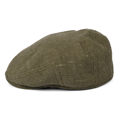 Gorra plana Kent de lino-seda Príncipe de Gales de Stetson - Verde Oliva