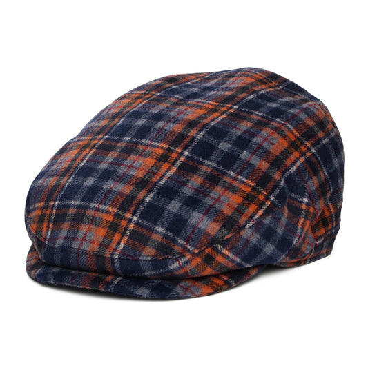 Gorra plana Wickes a cuadros con orejeras de Bailey - Azul Marino-Naranja