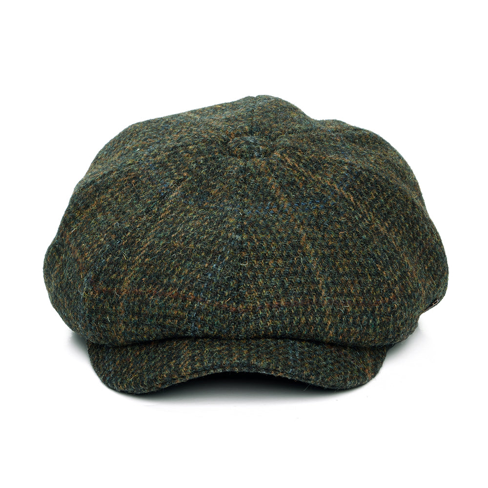 Gorra Newsboy Carloway de Harris Tweed a cuadros de Failsworth - Verde-Multi