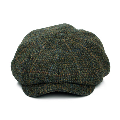 Gorra Newsboy Carloway de Harris Tweed a cuadros de Failsworth - Verde-Multi