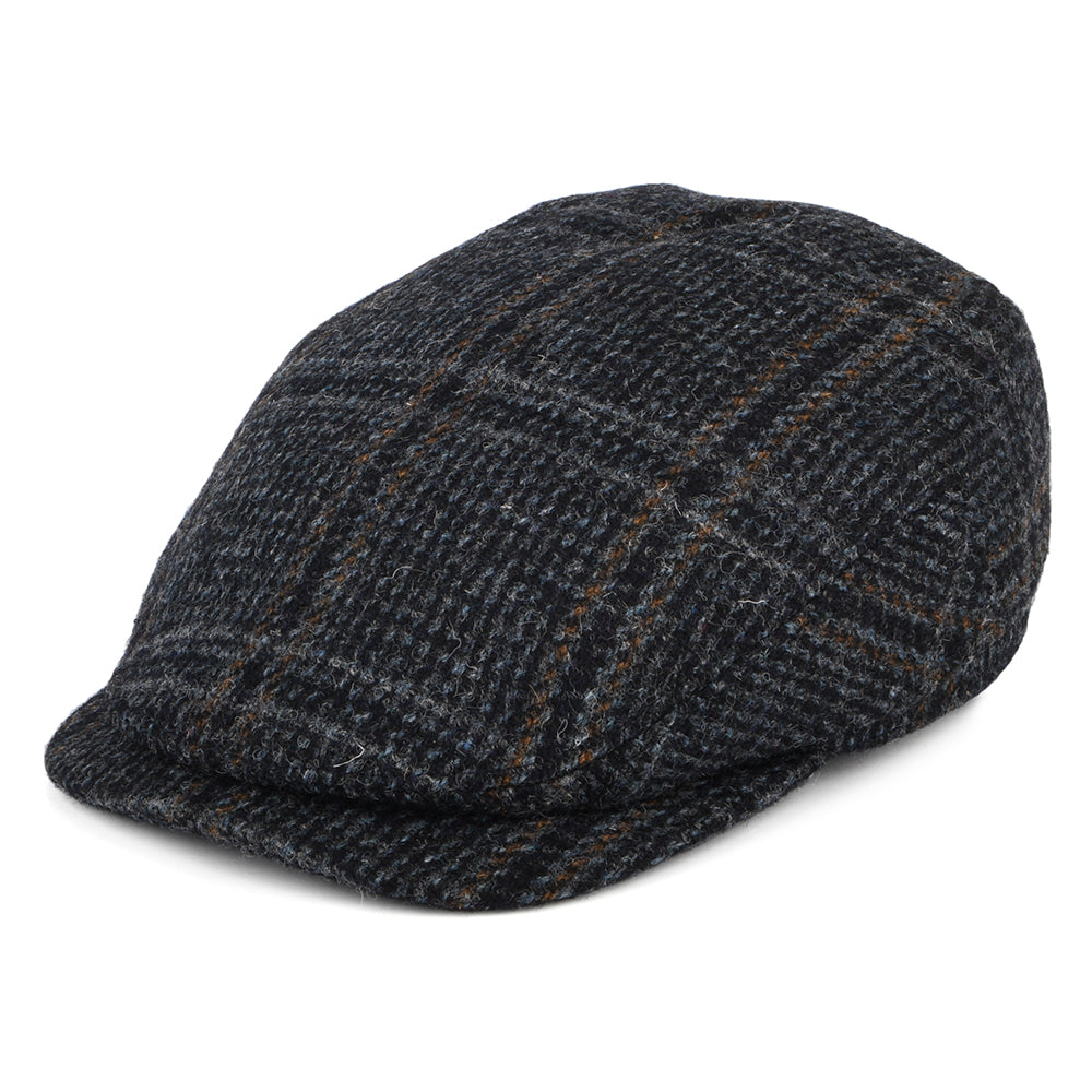 Gorra plana Finsbay con visera elongada de Harris Tweed de Failsworth - Azul Marino